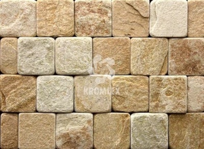 Златолит желтый брусчатка галтованная 100х100 мм