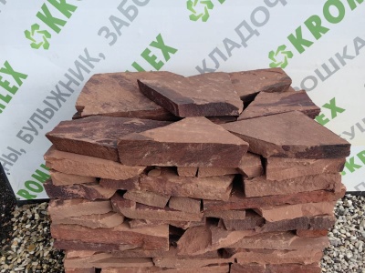 Песчаник обожженный красный бутовый (толстяк, торцевой, кладочный) 