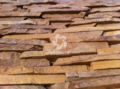 Песчаник желтый с разводами плитка соломка/полоска