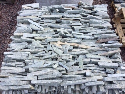 Златолит серо-зеленый (серебрит) плитка горбушка/торец