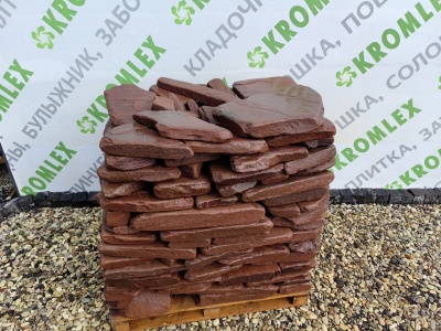 Песчаник обожженный красный бутовый галтованный (толстяк, торцевой, кладочный)